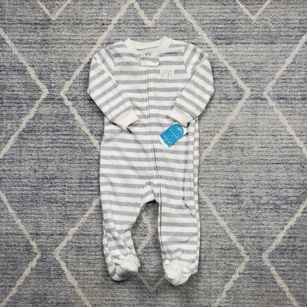 Carter's striped snuggly fleece footie pjs Size 9 months